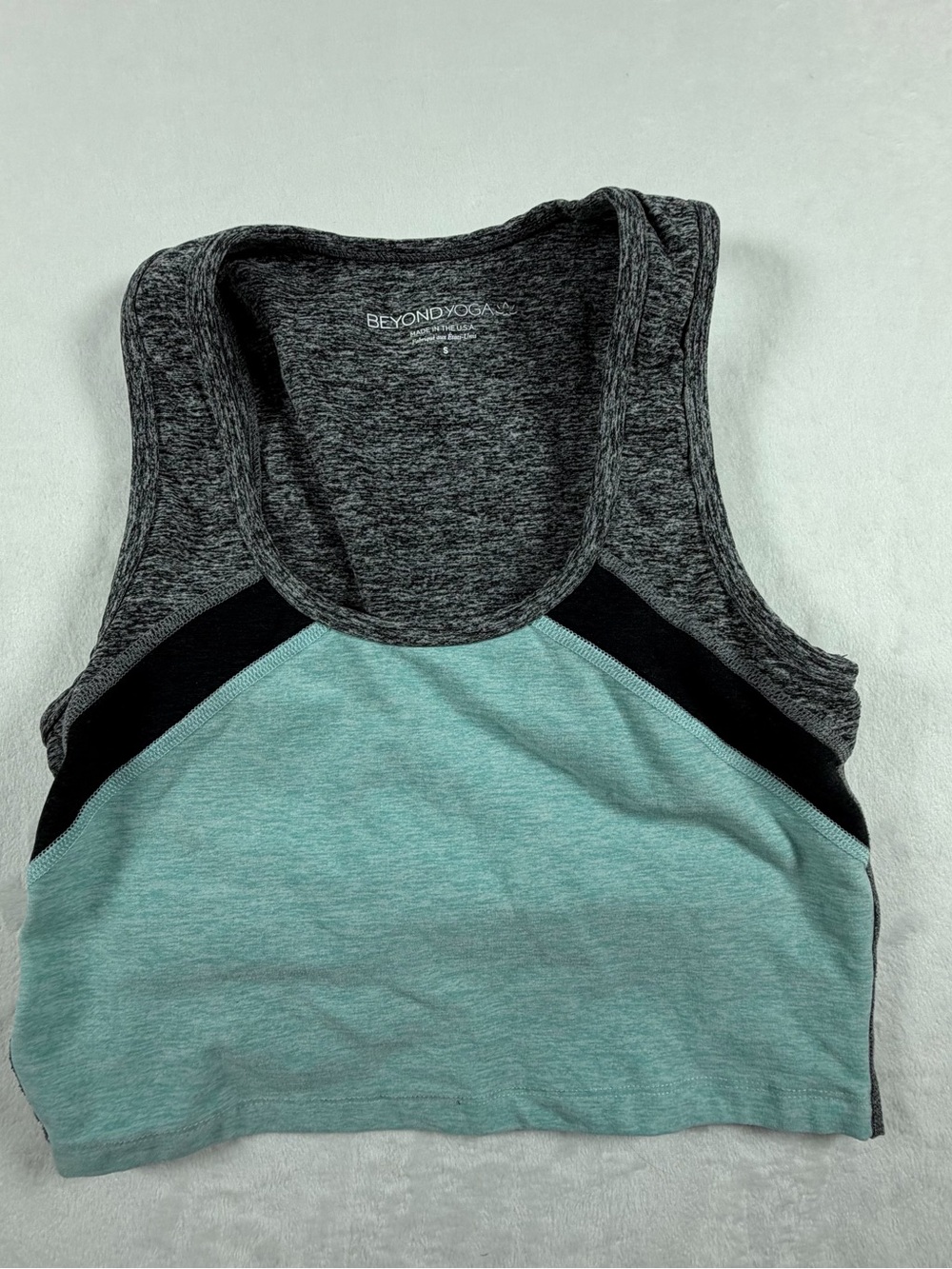 Beyond Yoga Mint and Heather Gray Colorblock Racerback
